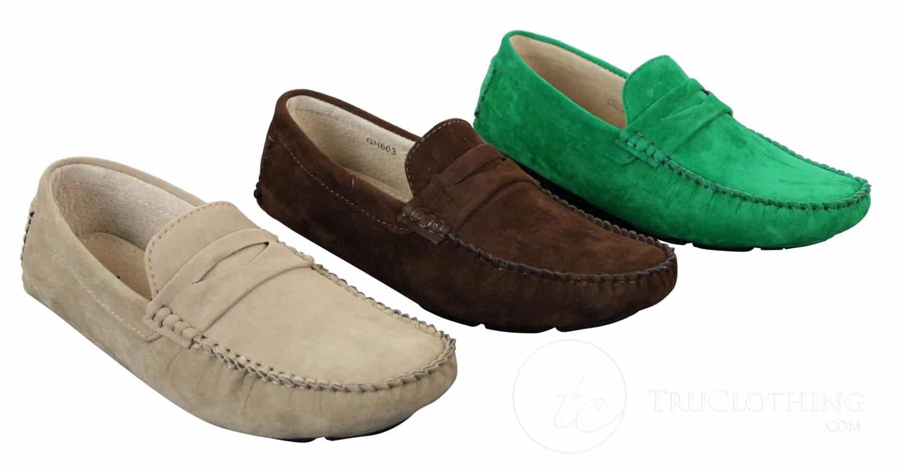 Herr Slip On Mocka Läder Mockasin Loafers Smart Casual Brun Beige