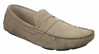 Herr Slip On Mocka Läder Mockasin Loafers Smart Casual Brun Beige
