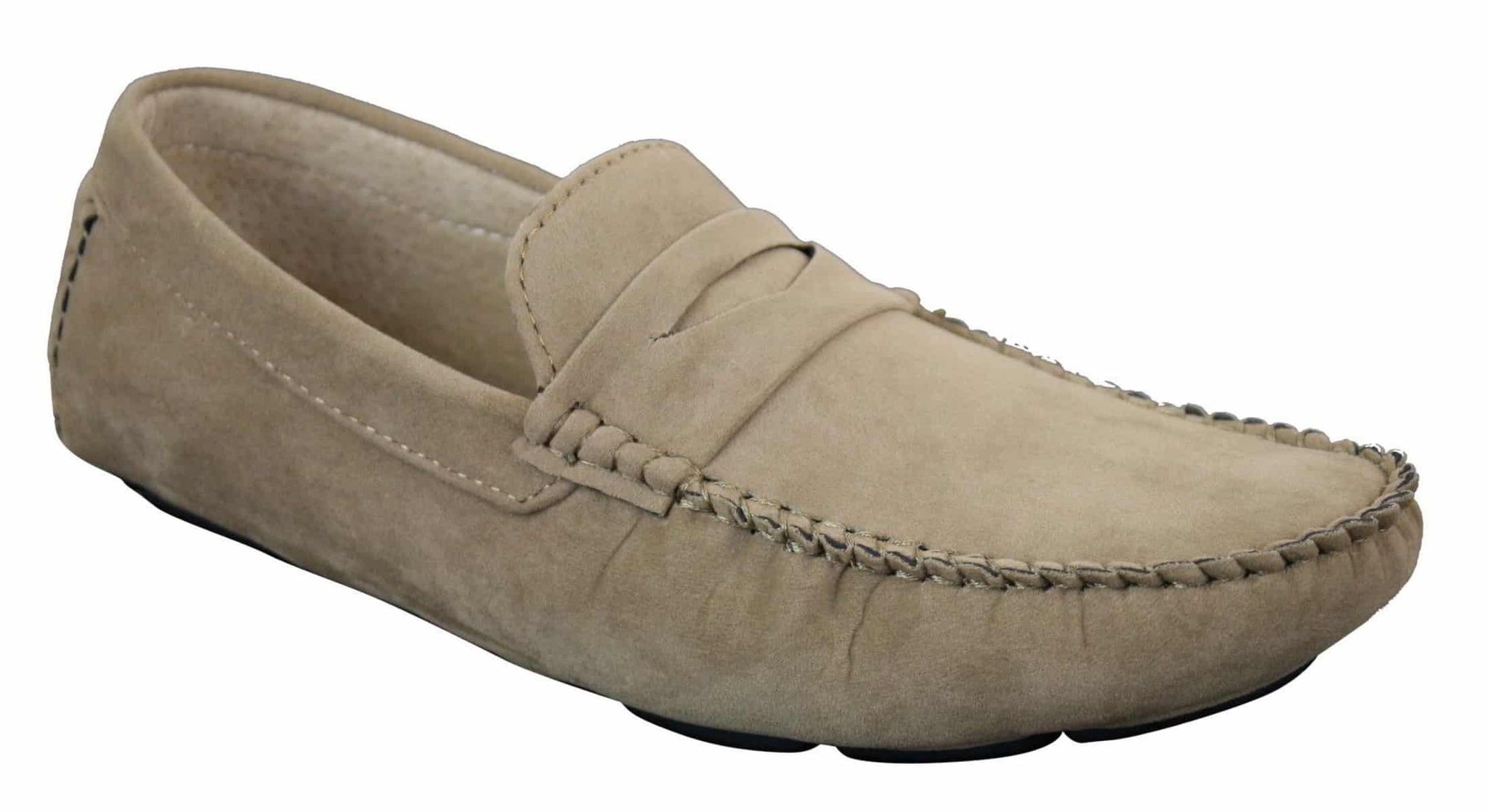 Herr Slip On Mocka Läder Mockasin Loafers Smart Casual Brun Beige