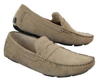 Herr Slip On Mocka Läder Mockasin Loafers Smart Casual Brun Beige