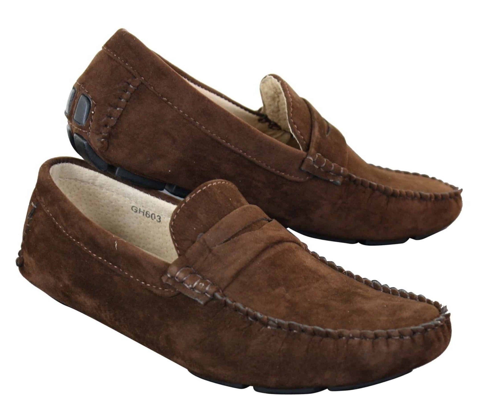 Herr Slip On Mocka Läder Mockasin Loafers Smart Casual Brun Beige