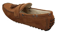 Herr Mocka Brun Marinblå Tofs Loafers Körskor Mockasiner Slip On Läder
