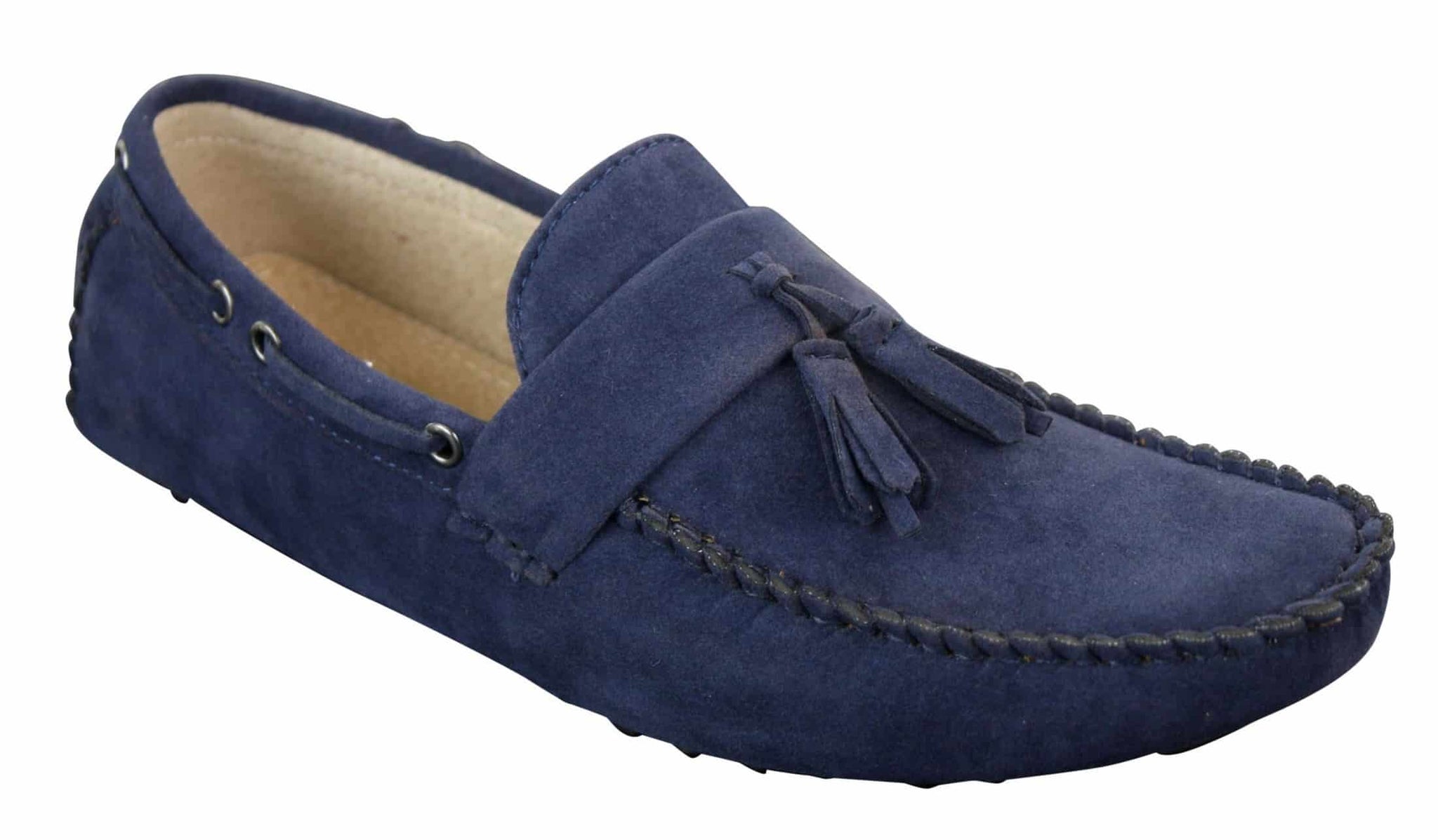 Herr Mocka Brun Marinblå Tofs Loafers Körskor Mockasiner Slip On Läder
