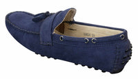 Herr Mocka Brun Marinblå Tofs Loafers Körskor Mockasiner Slip On Läder