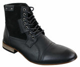Galax GLX3516 Herr Retro Vintage Urban Ankelstövlar Smal Läder Mocka Snörning Smart Casual