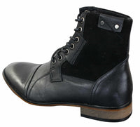 Galax GLX3516 Herr Retro Vintage Urban Ankelstövlar Smal Läder Mocka Snörning Smart Casual