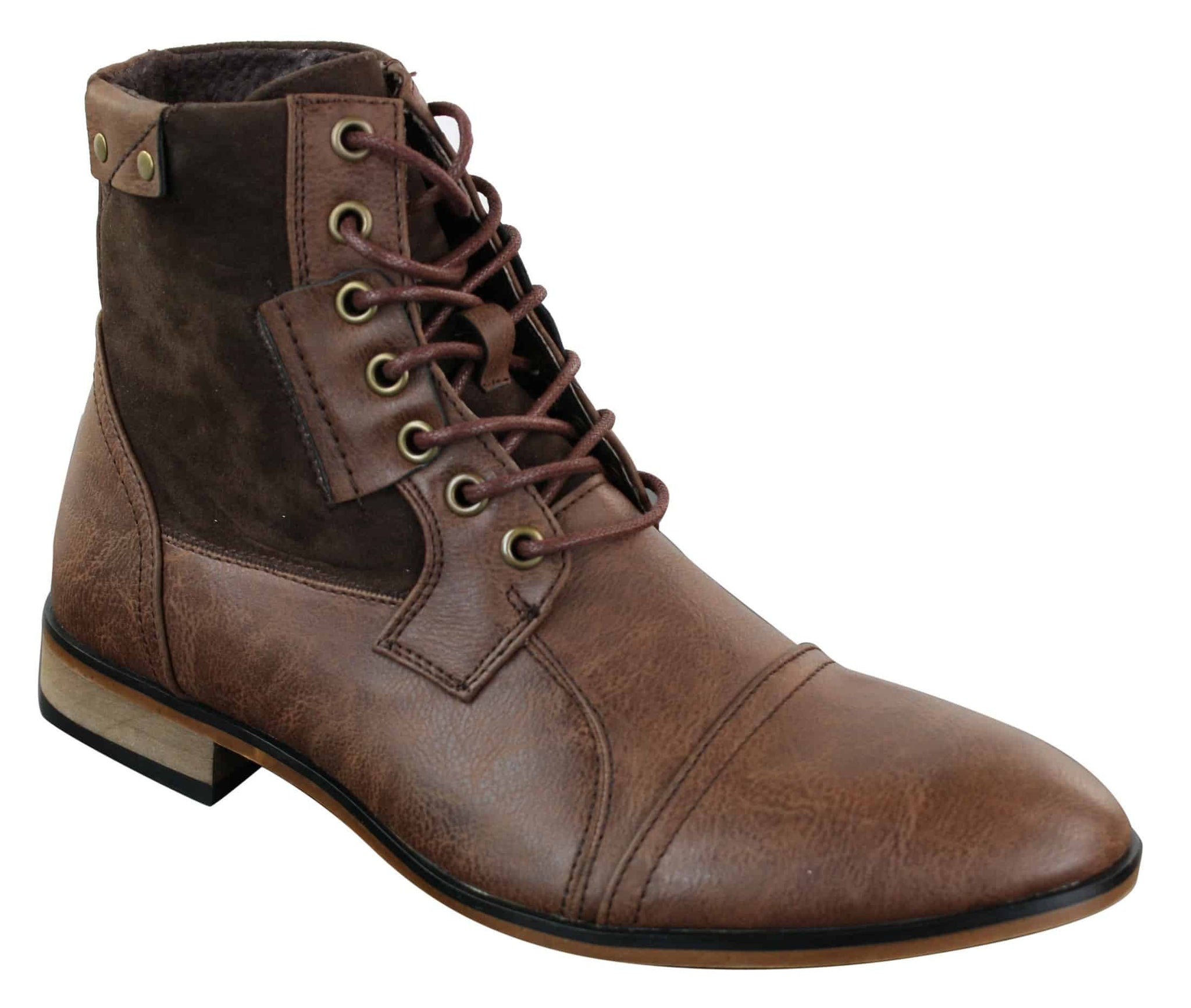 Galax GLX3516 Herr Retro Vintage Urban Ankelstövlar Smal Läder Mocka Snörning Smart Casual