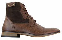 Galax GLX3516 Herr Retro Vintage Urban Ankelstövlar Smal Läder Mocka Snörning Smart Casual
