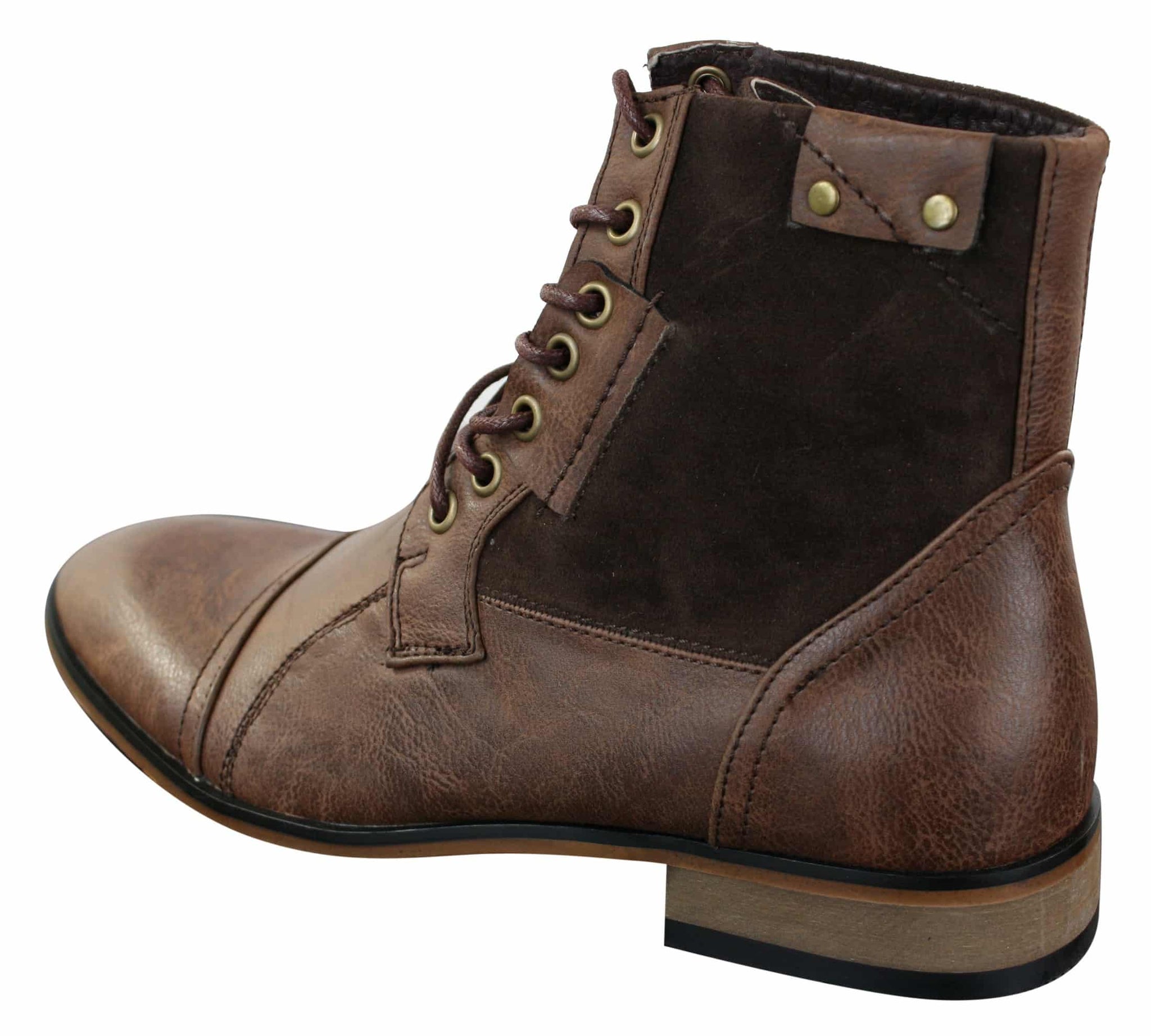 Galax GLX3516 Herr Retro Vintage Urban Ankelstövlar Smal Läder Mocka Snörning Smart Casual