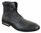 Galax GLX3517 Herr Slim Fit Vintage Retro Sherlock Snörade Smarta Casual Ankelstövlar Läder