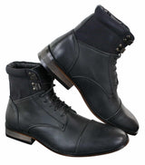 Galax GLX3517 Herr Slim Fit Vintage Retro Sherlock Snörade Smarta Casual Ankelstövlar Läder