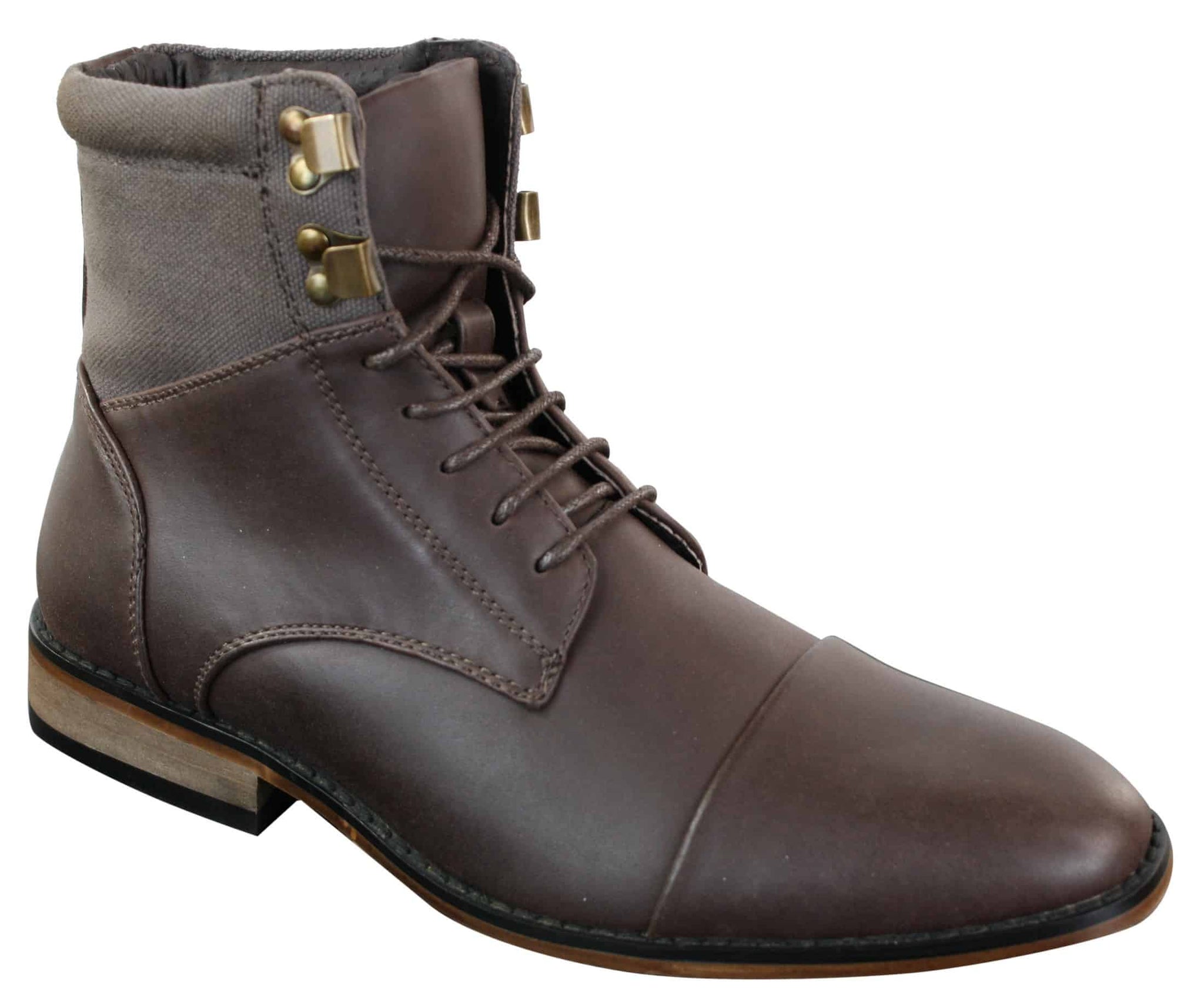 Galax GLX3517 Herr Slim Fit Vintage Retro Sherlock Snörade Smarta Casual Ankelstövlar Läder