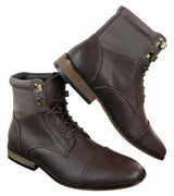 Galax GLX3517 Herr Slim Fit Vintage Retro Sherlock Snörade Smarta Casual Ankelstövlar Läder