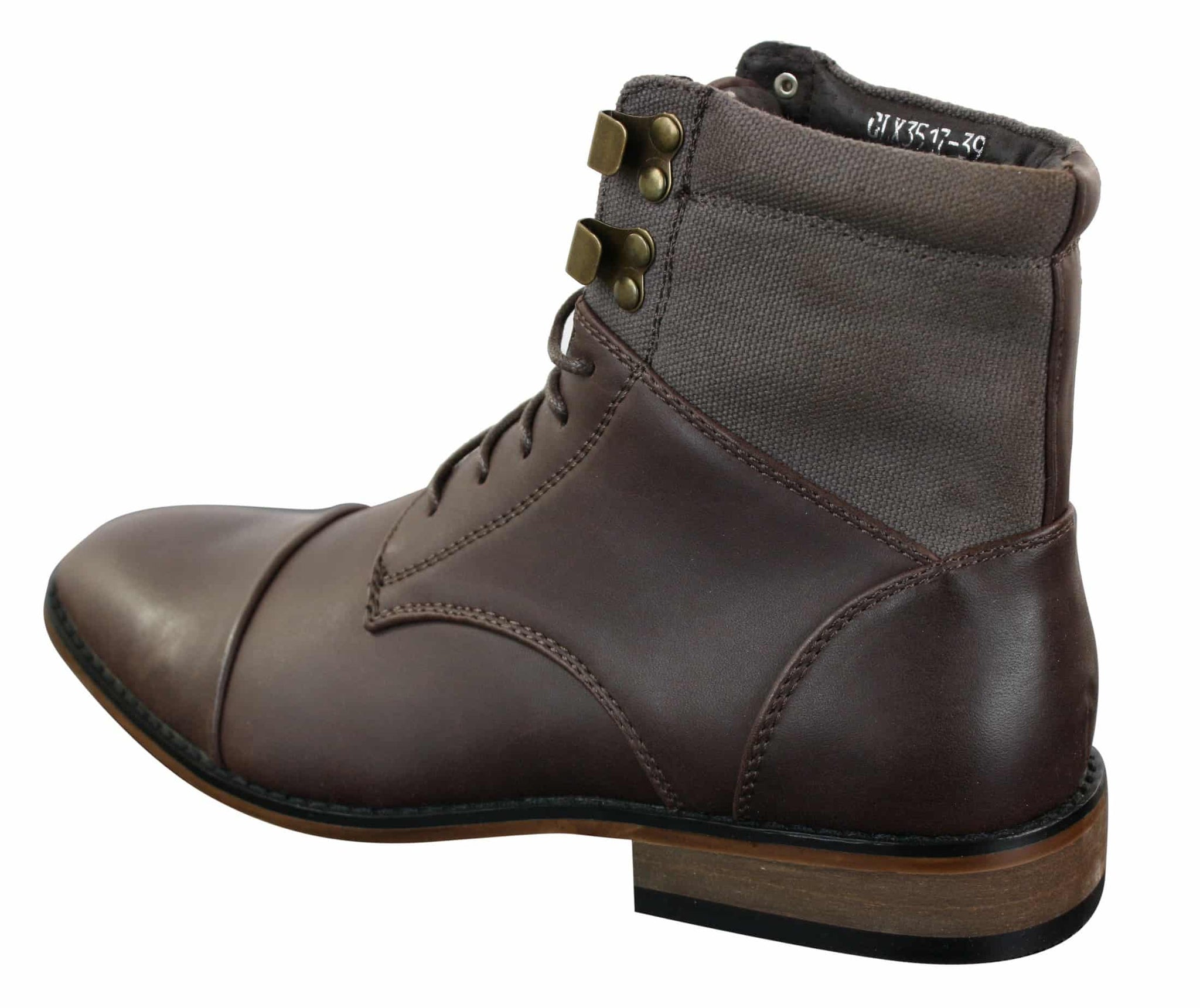 Galax GLX3517 Herr Slim Fit Vintage Retro Sherlock Snörade Smarta Casual Ankelstövlar Läder