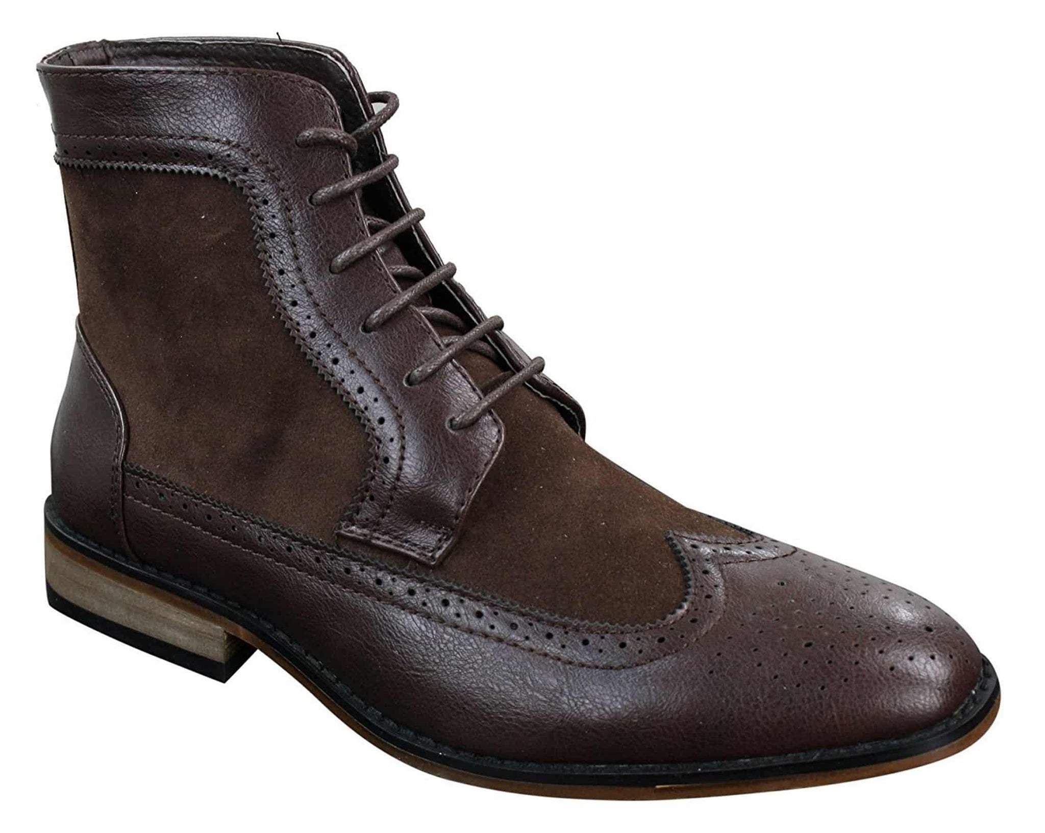 Herr Chelsea Brouge Ankelstövlar Läder Mocka Italiensk Smart Casual Snörning Retro