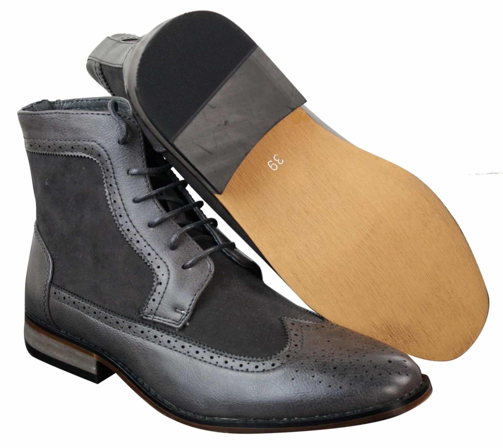 Herr Chelsea Brouge Ankelstövlar Läder Mocka Italiensk Smart Casual Snörning Retro