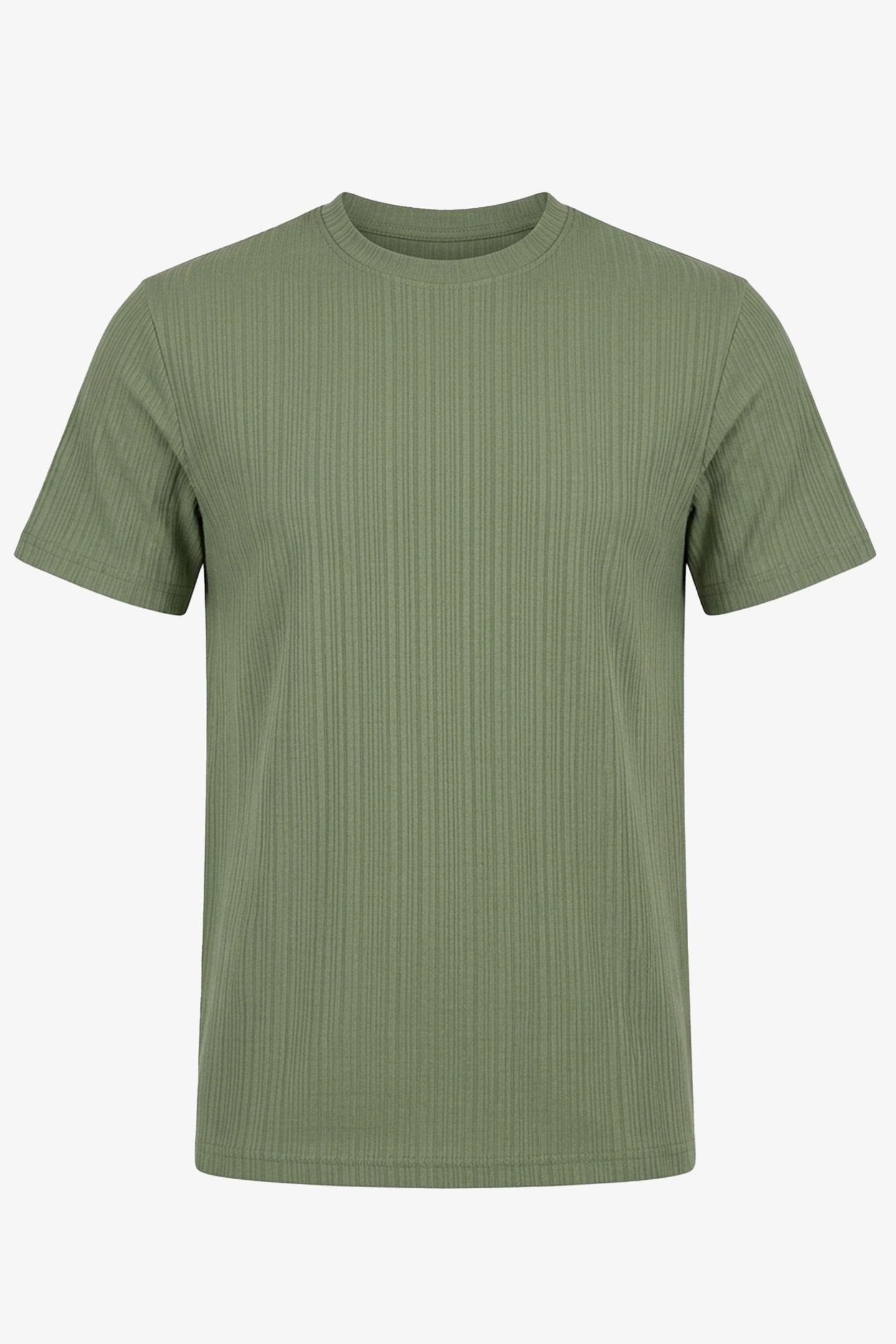Grön ribbad klassisk t-shirt för män