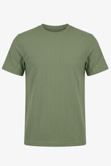 Grön ribbad klassisk t-shirt för män