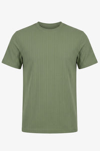 Grön ribbad klassisk t-shirt för män