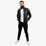 Happy Gentleman B102 - Skräddarsydd Herrjacka i Svart Läder