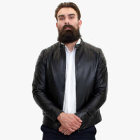 Happy Gentleman B110 - Äkta svart läderjacka för män - Slim fit