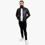 Happy Gentleman B110 - Äkta svart läderjacka för män - Slim fit
