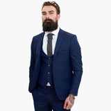 Happy Gentleman BELLO Marinblå 3-delad kostym i ull, skräddarsydd passform