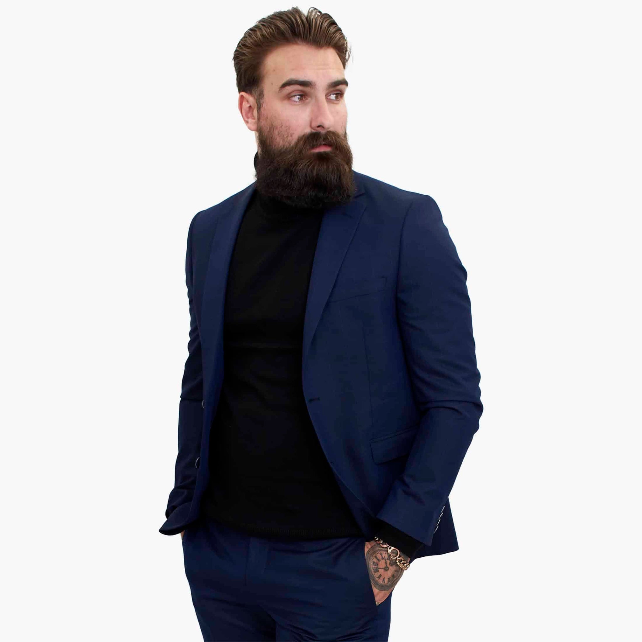 Happy Gentleman BELLO Marinblå 3-delad kostym i ull, skräddarsydd passform