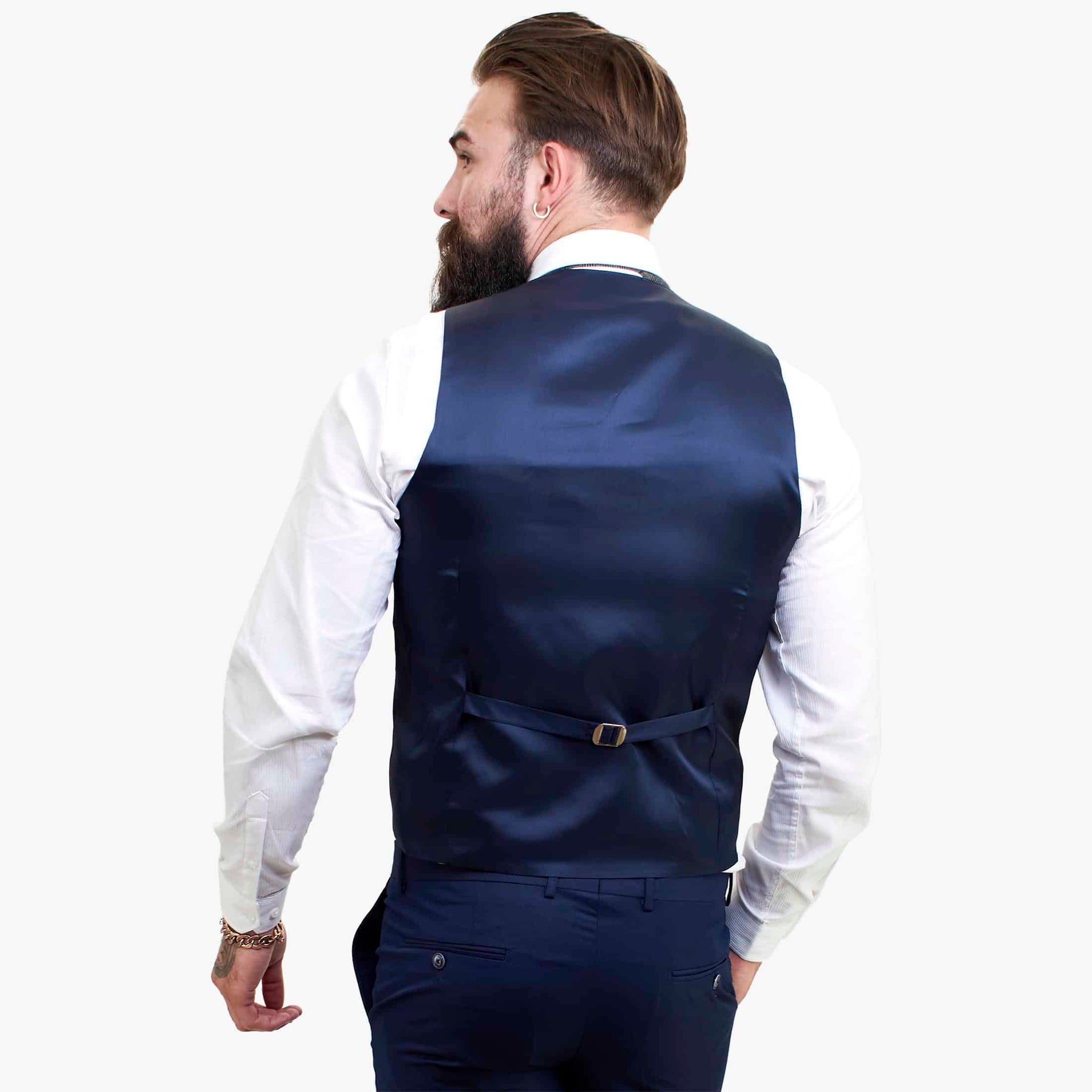 Happy Gentleman BELLO Marinblå 3-delad kostym i ull, skräddarsydd passform