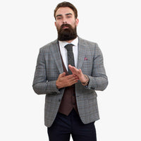 Happy Gentleman ELEGANTE ullkostym i tre delar med kontrasterande brun väst
