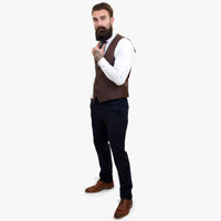 Happy Gentleman ELEGANTE ullkostym i tre delar med kontrasterande brun väst