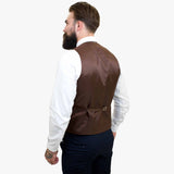 Happy Gentleman ELEGANTE ullkostym i tre delar med kontrasterande brun väst