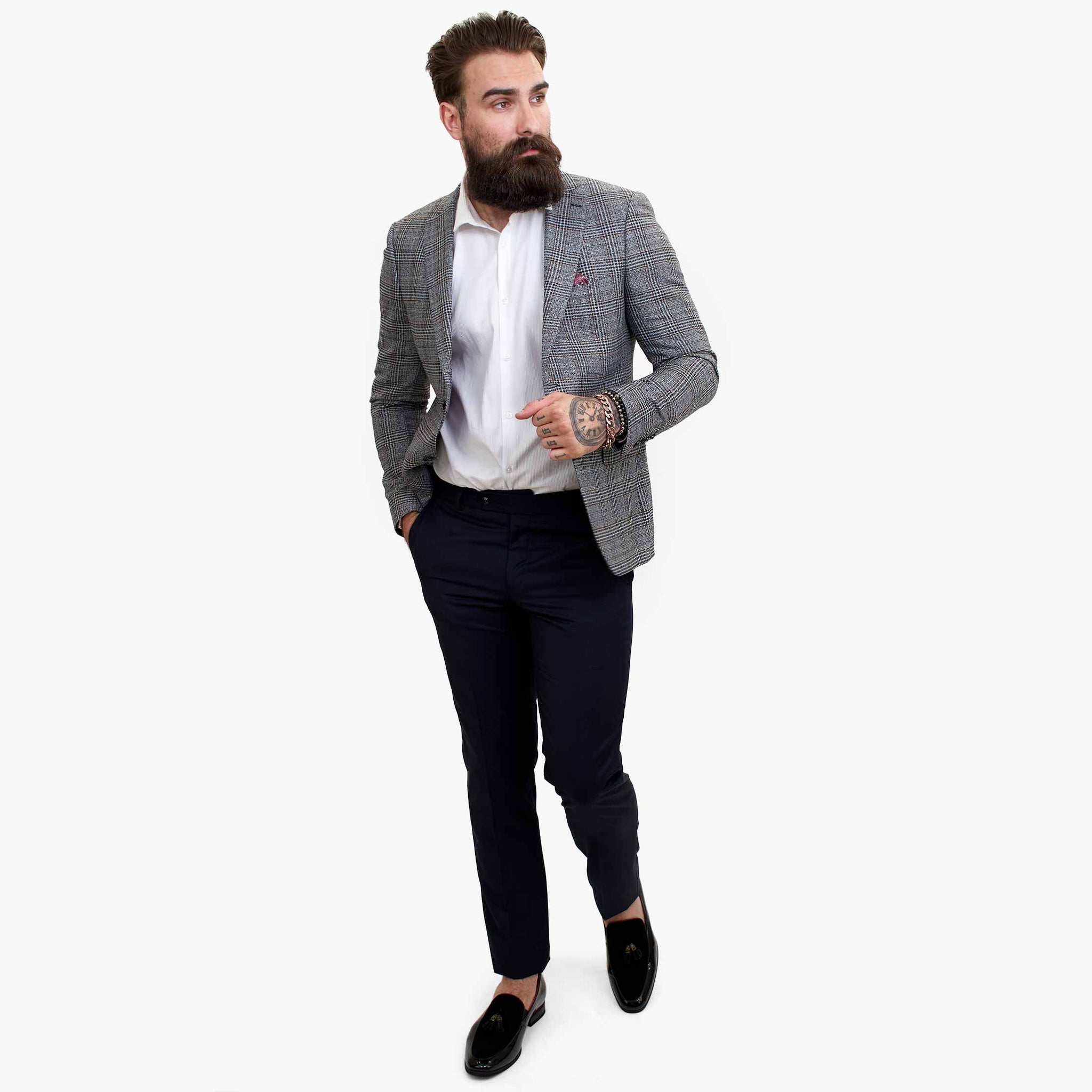 Happy Gentleman ELEGANTE ullkostym i tre delar med kontrasterande brun väst
