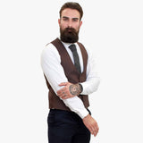 Happy Gentleman ELEGANTE ullkostym i tre delar med kontrasterande brun väst