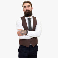 Happy Gentleman ELEGANTE ullkostym i tre delar med kontrasterande brun väst