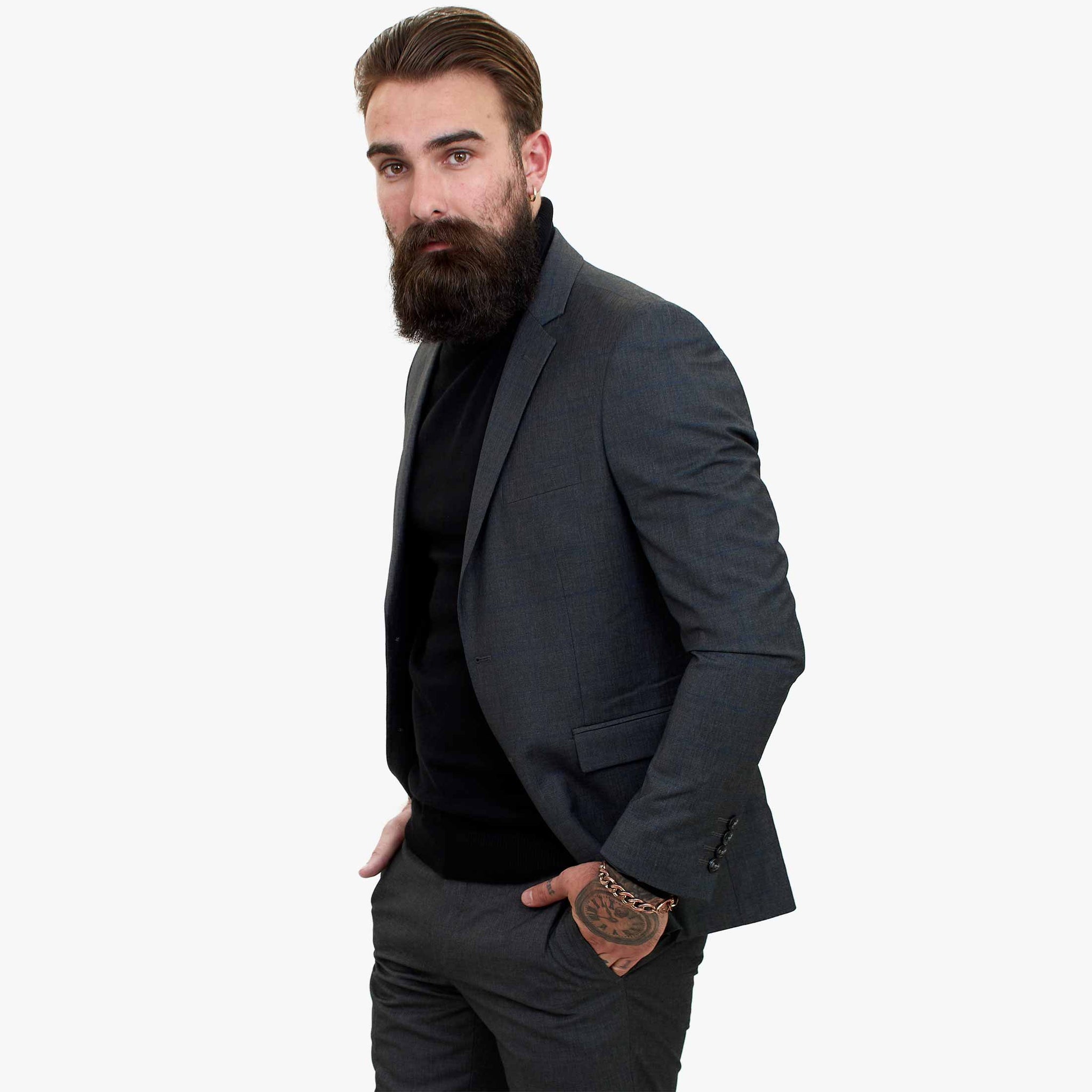 Happy Gentleman GRINGO Grå 3-delad kostym i ull