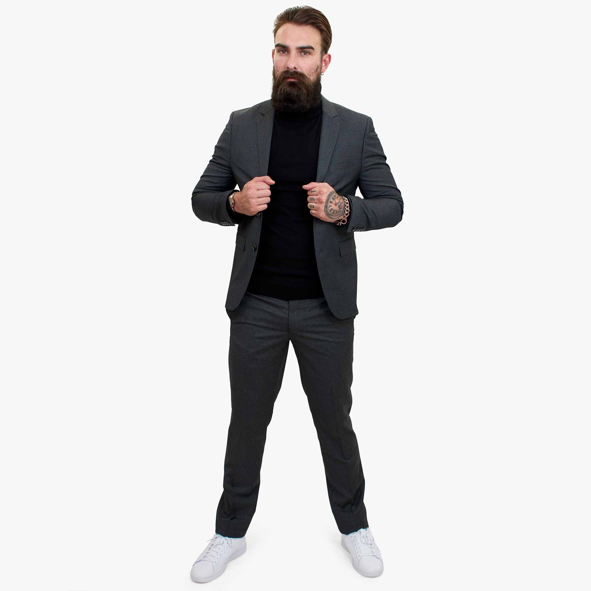 Happy Gentleman GRINGO Grå 3-delad kostym i ull