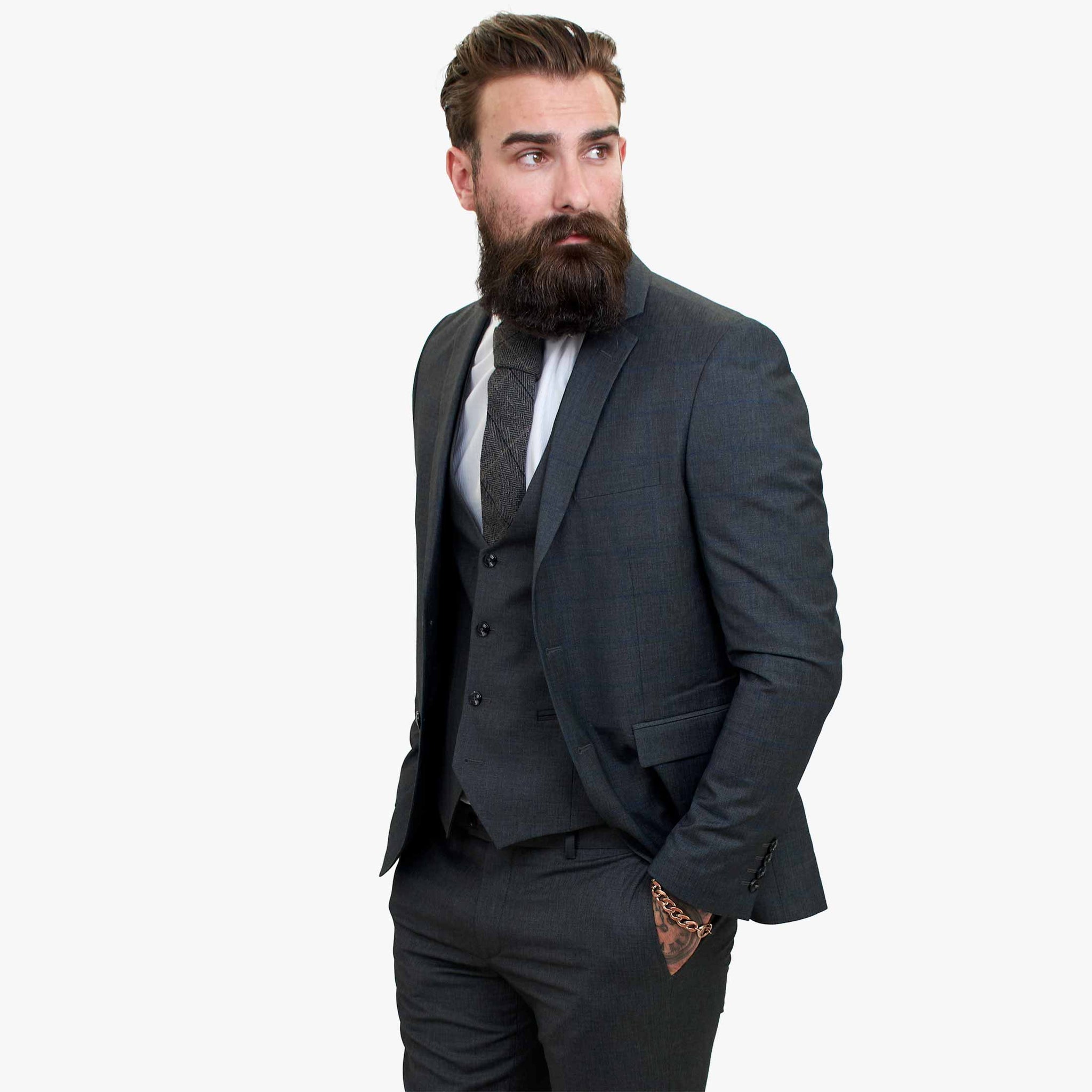 Happy Gentleman GRINGO Grå 3-delad kostym i ull