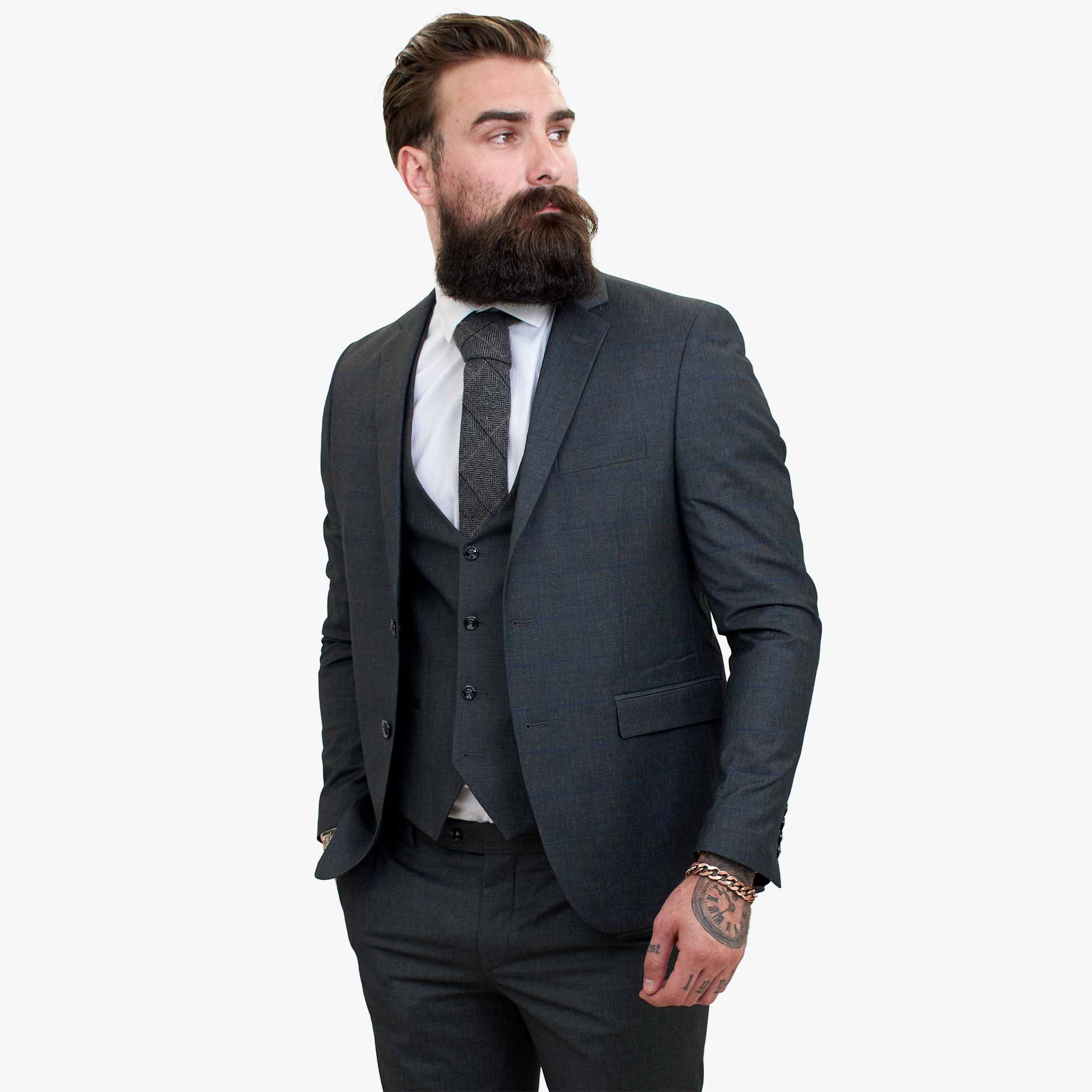 Happy Gentleman GRINGO Grå 3-delad kostym i ull