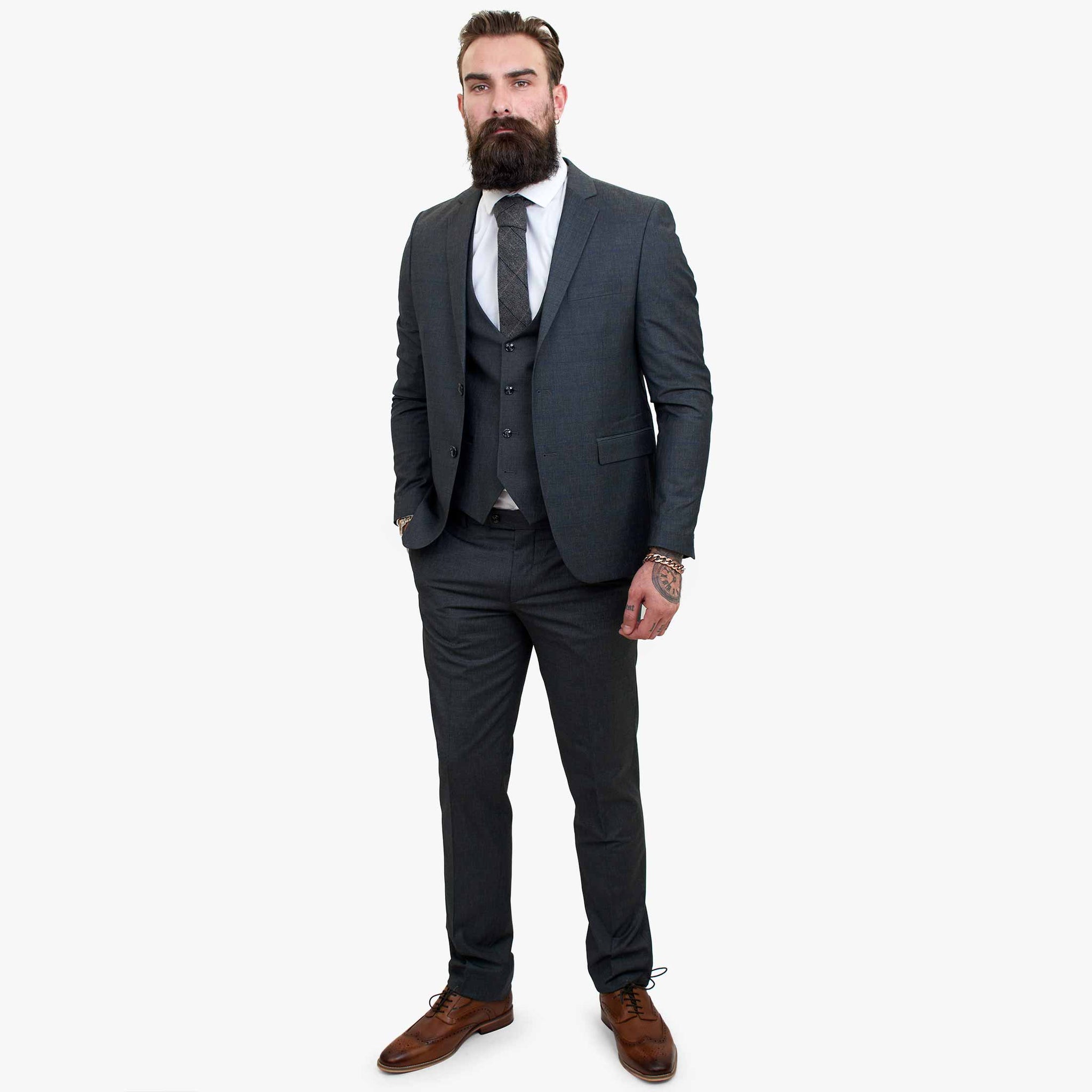 Happy Gentleman GRINGO Grå 3-delad kostym i ull