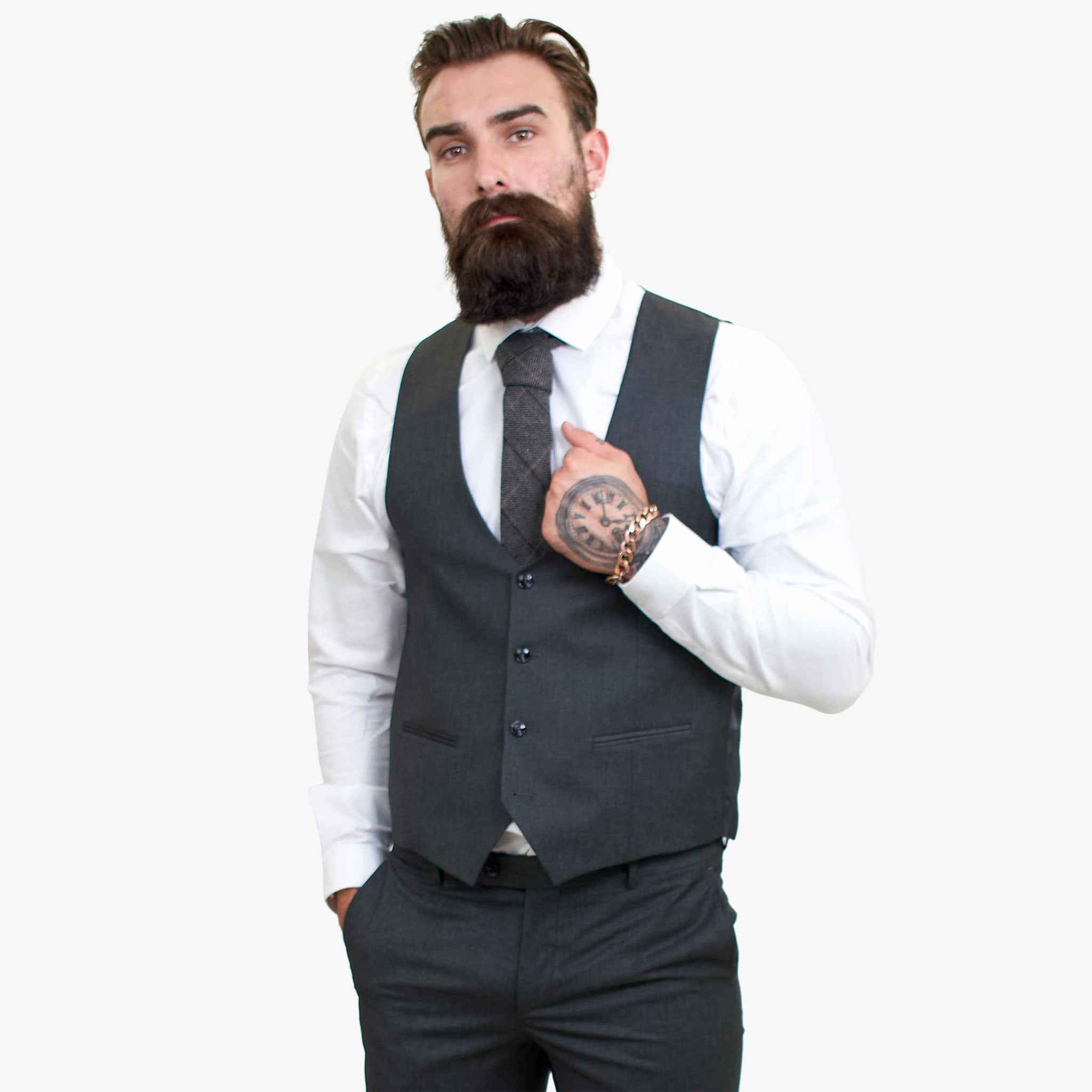 Happy Gentleman GRINGO Grå 3-delad kostym i ull