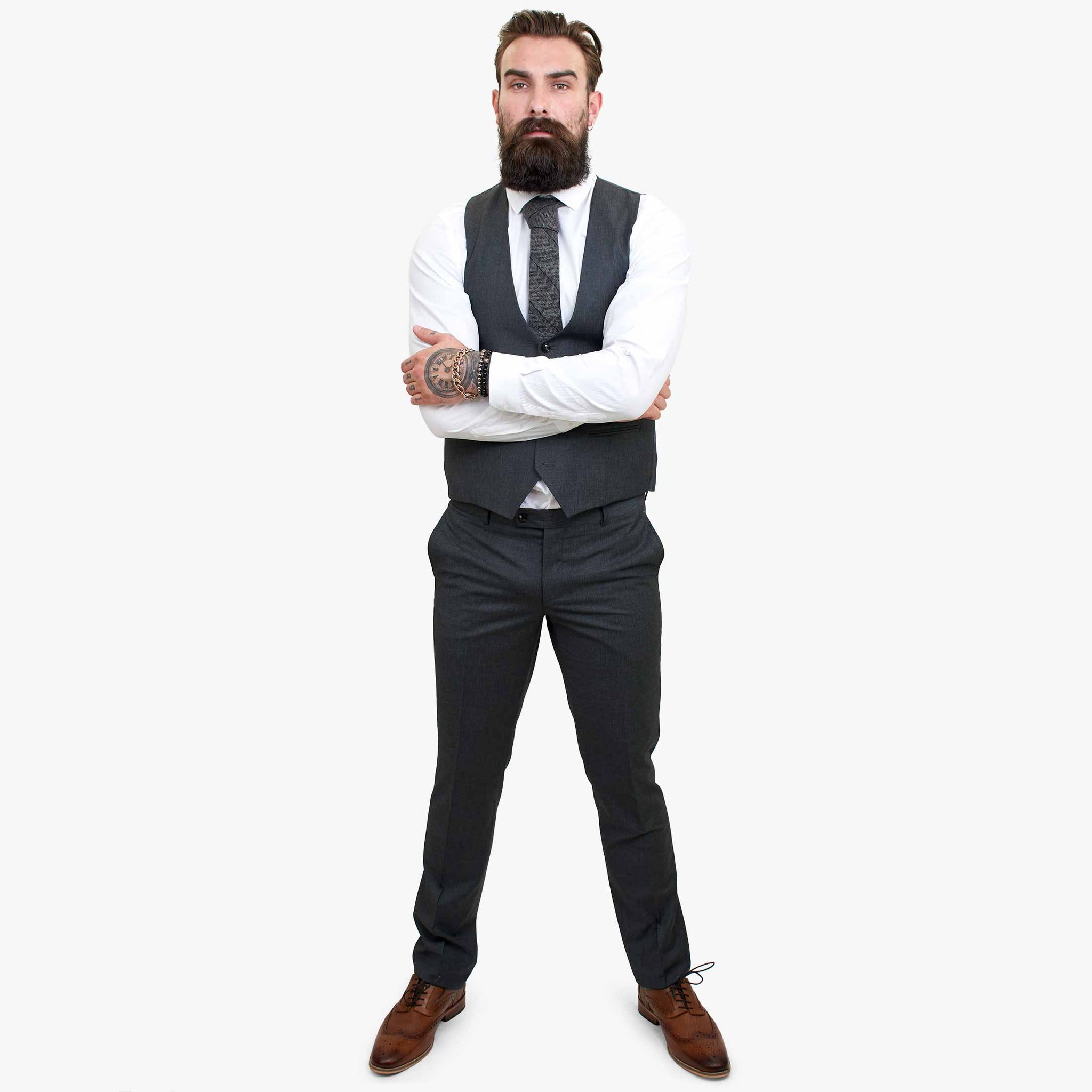 Happy Gentleman GRINGO Grå 3-delad kostym i ull