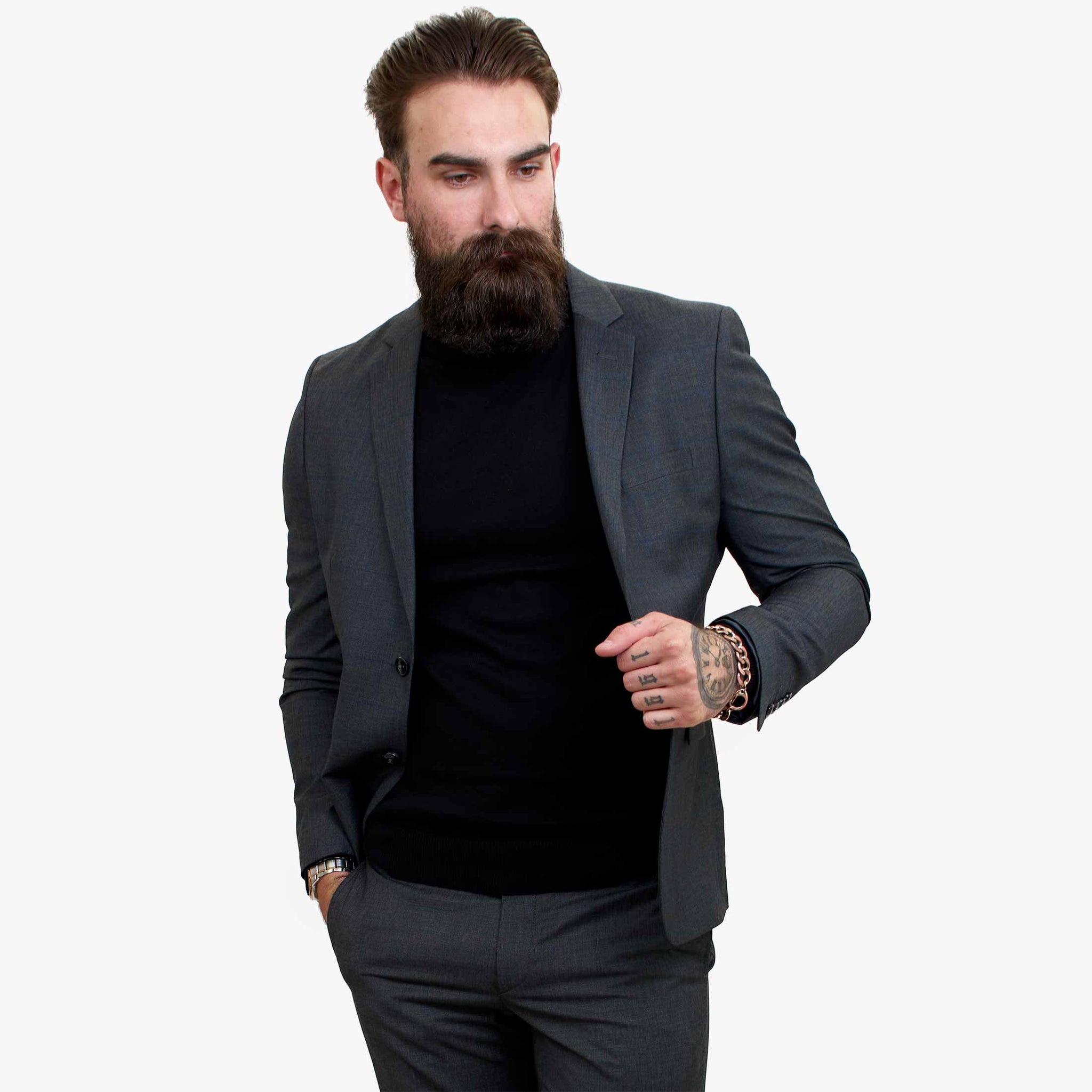 Happy Gentleman GRINGO Grå 3-delad kostym i ull