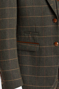 Harris - Grön tweed fiskbensrutig tweedkavaj