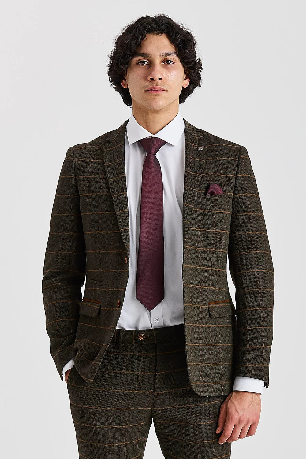 Harris - Grön tweed fiskbensrutig tweedkavaj