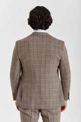Harris - Tweed Brun Fiskbensrutig Kavaj för Herrar
