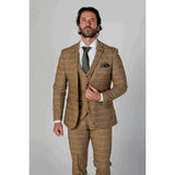 Harris herrkostym i brunt tredelat tweedtyg med klassisk vintagestil