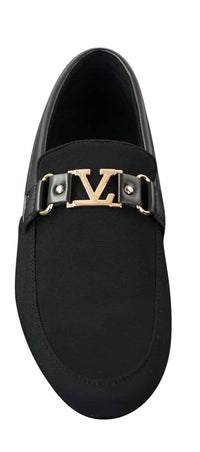 Fiorello HD0112-03 - Herr Ikoniska Svarta Marinblå Italiensk Design Slip On Smarta Casual Loafers Mocassins Körskor