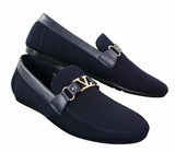 Fiorello HD0112-03 - Herr Ikoniska Svarta Marinblå Italiensk Design Slip On Smarta Casual Loafers Mocassins Körskor