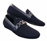 Fiorello HD0112-03 - Herr Ikoniska Svarta Marinblå Italiensk Design Slip On Smarta Casual Loafers Mocassins Körskor